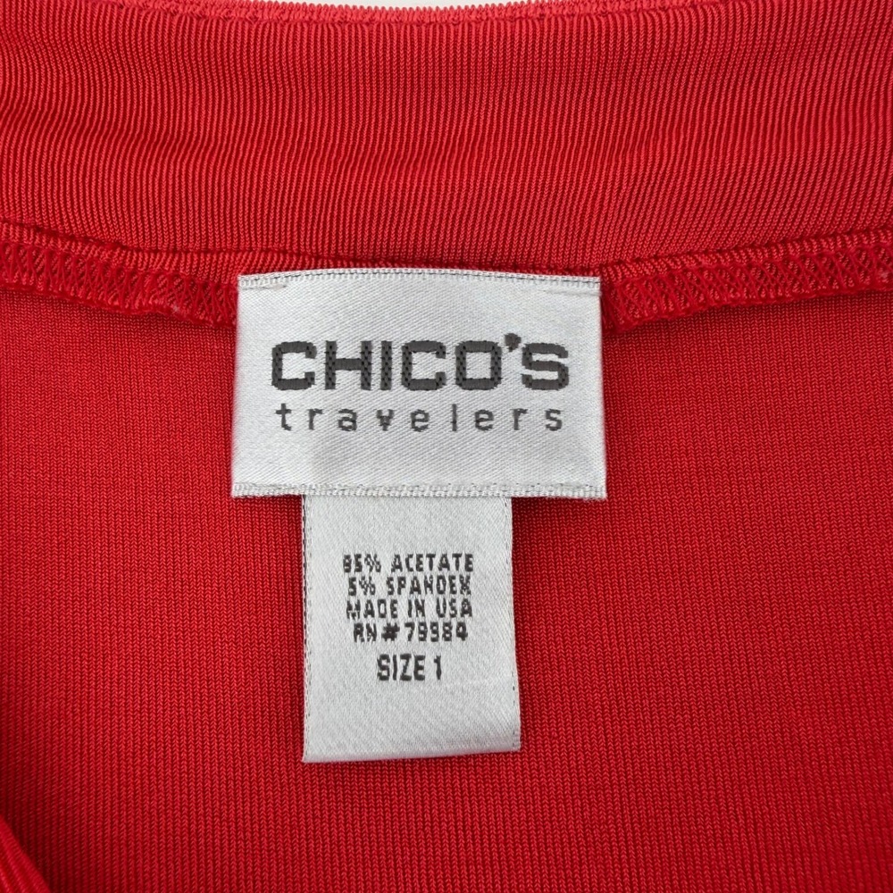 Chico's Women's Red Embellished Button Front Jacket and Tank Set - Picture 12 of 16
